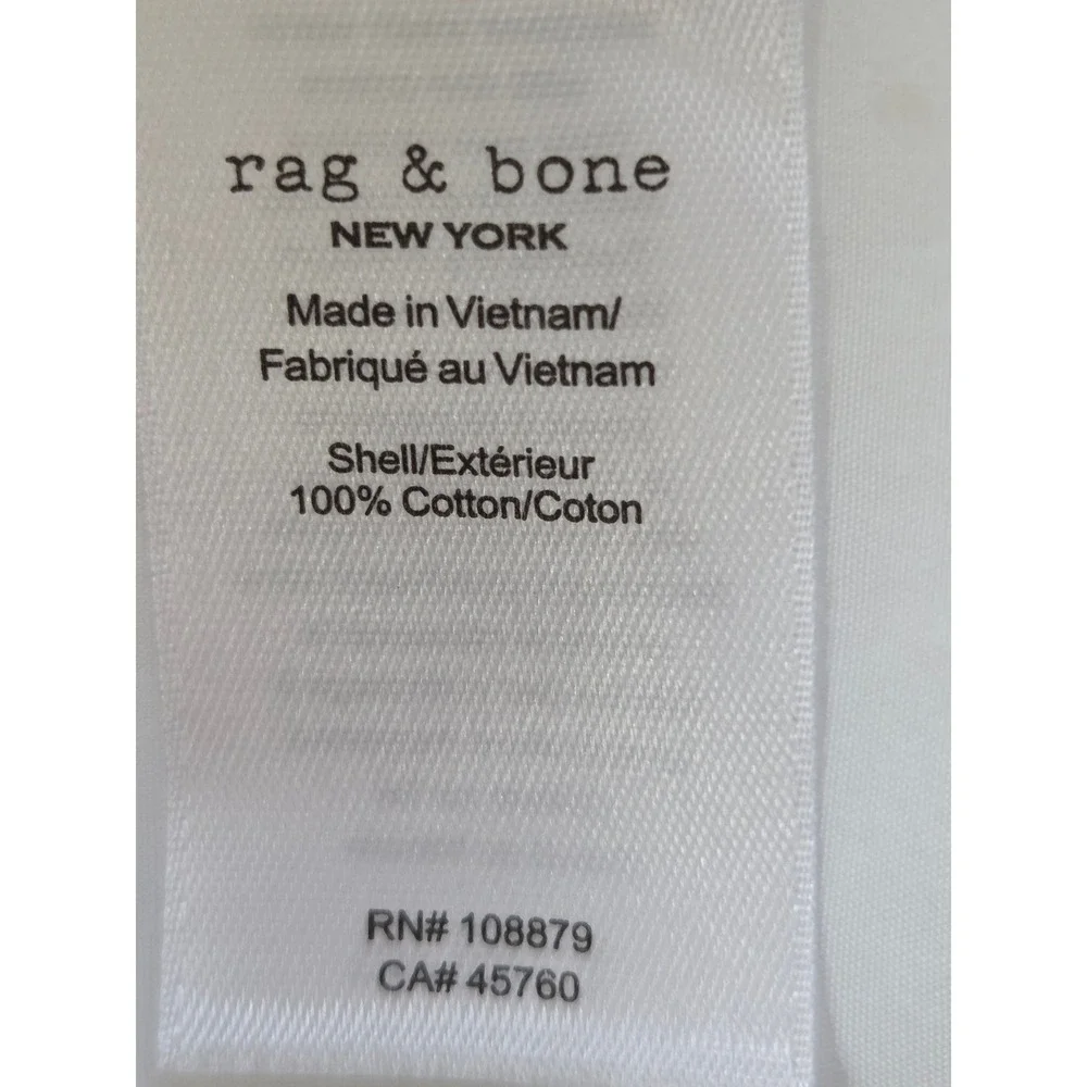 rag & bone Maxine Button Down Shirt Women Large White NWT $228 WAW22PA050PO50